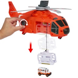 Reševalni helikopter Action Drivers, 40 cm visok helikopter z reševalnim vozilom iz litega železa v merilu 1:64