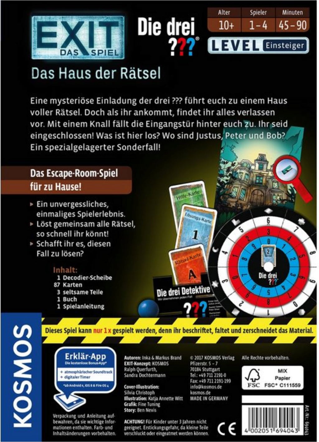 EXIT - Das Spiel - Die Drei ???, Das Haus der Rätsel (IN TEDESCO) - 1 pz.