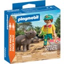 PLAYMOBIL 72025 - DuoPack Tierpfleger mit Nashorn - 1 Stk