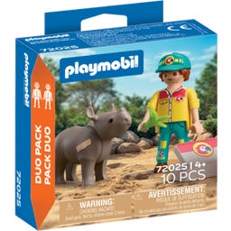 PLAYMOBIL 72025 - DuoPack Tierpfleger mit Nashorn - 1 Stk