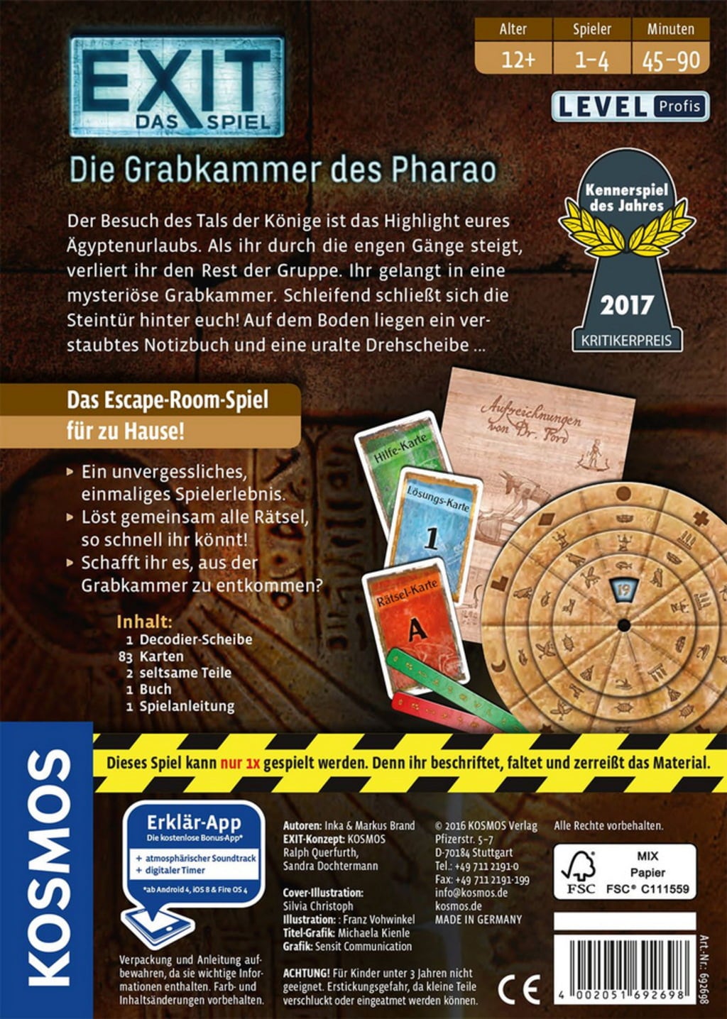 EXIT - Das Spiel - Die Grabkammer des Pharao (IN TEDESCO) - 1 pz.