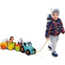 Pull Along Farm Traktor mit 3 Anhängern und Tierfiguren
