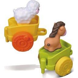 Pull Along Farm Traktor mit 3 Anhängern und Tierfiguren