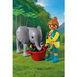 PLAYMOBIL Zoo: Elefantenbaby und Pflegerin - 1 Stk