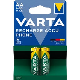 RECHARGE ACCU Phone Mignon AA 1600 mAh - 2 Pezzi - 1 pz.
