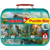 Dinos, Puzzle-Box im Metallkoffer, 2x100, 2x60 bitar