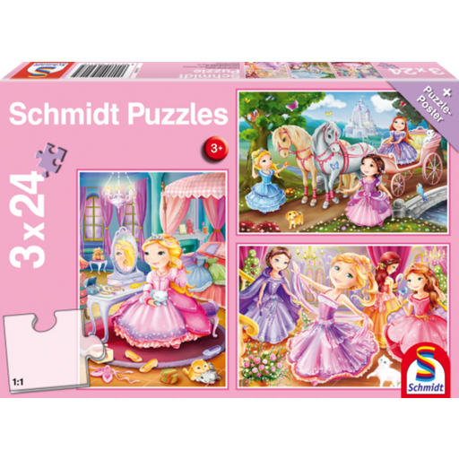 Puzzle - Pravljične princese, 3 x 24 delov - 1 k.