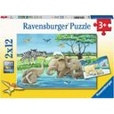 Puzzle - Tierkinder aus aller Welt, 2 x 12 Teile - 1 Stk