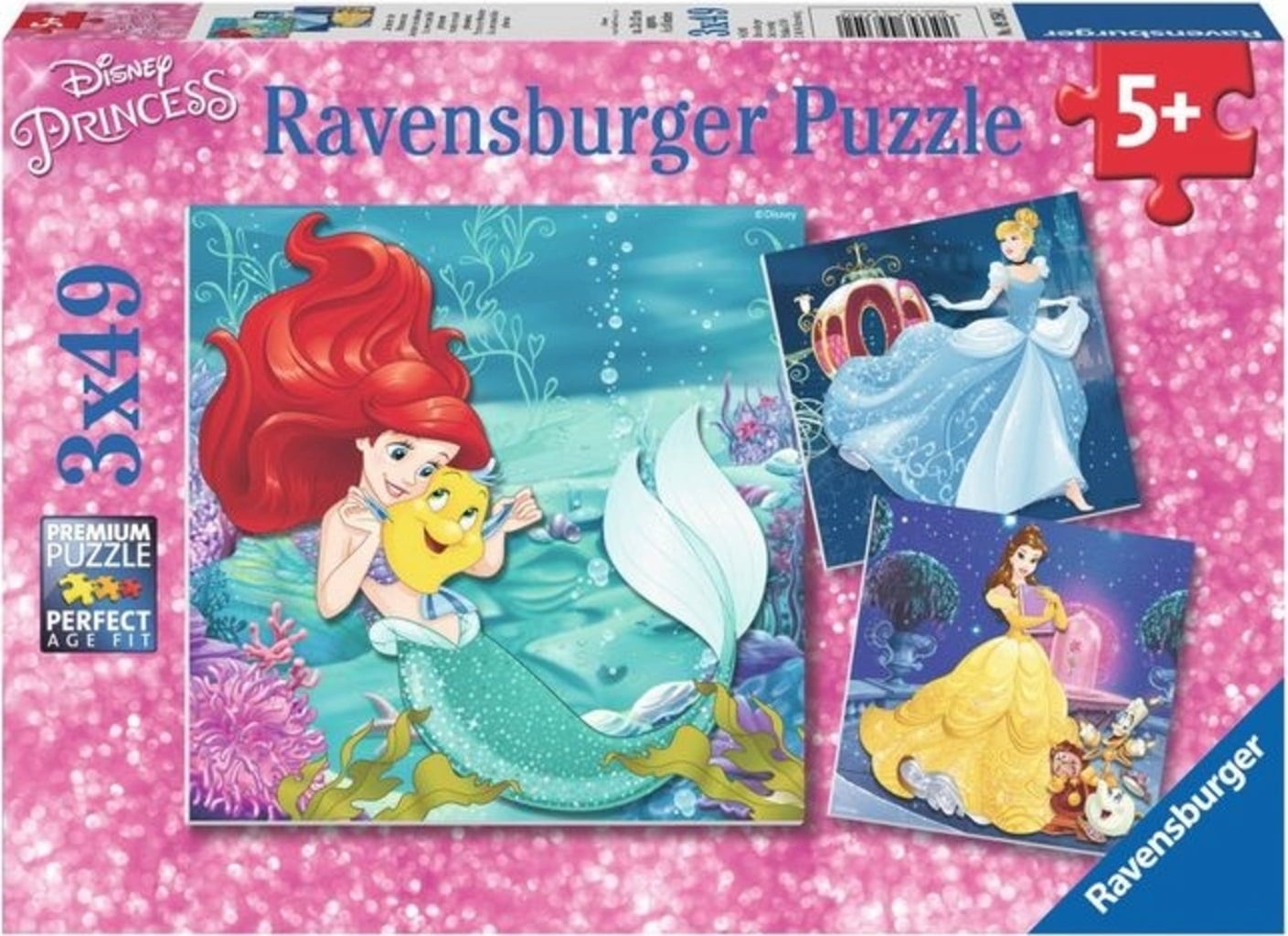 Puzzle - Le Avventure delle Principesse, 3 x 49 Pezzi