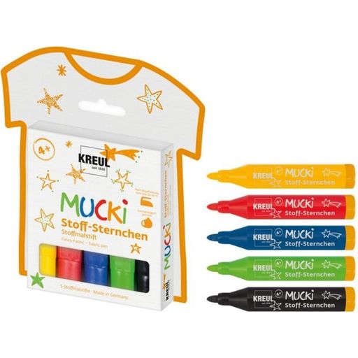 KREUL Mucki Fabric Stars Markers Set of 5 - 1 item