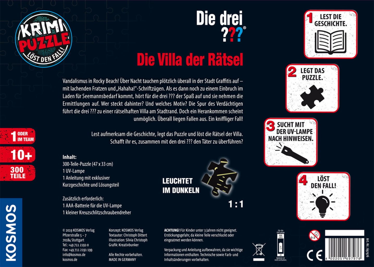 Krimi Puzzle: Die drei ??? - Die Villa der Rätsel (IN TEDESCO) - 1 pz.