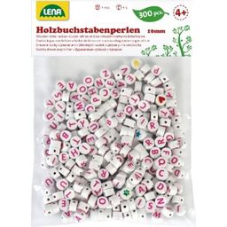 LENA Lesene perle s črkami, 300 kosov - belo/roza