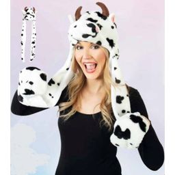 Plush Cow Hat With Hand Warmer Approx. 85cm - 1 item