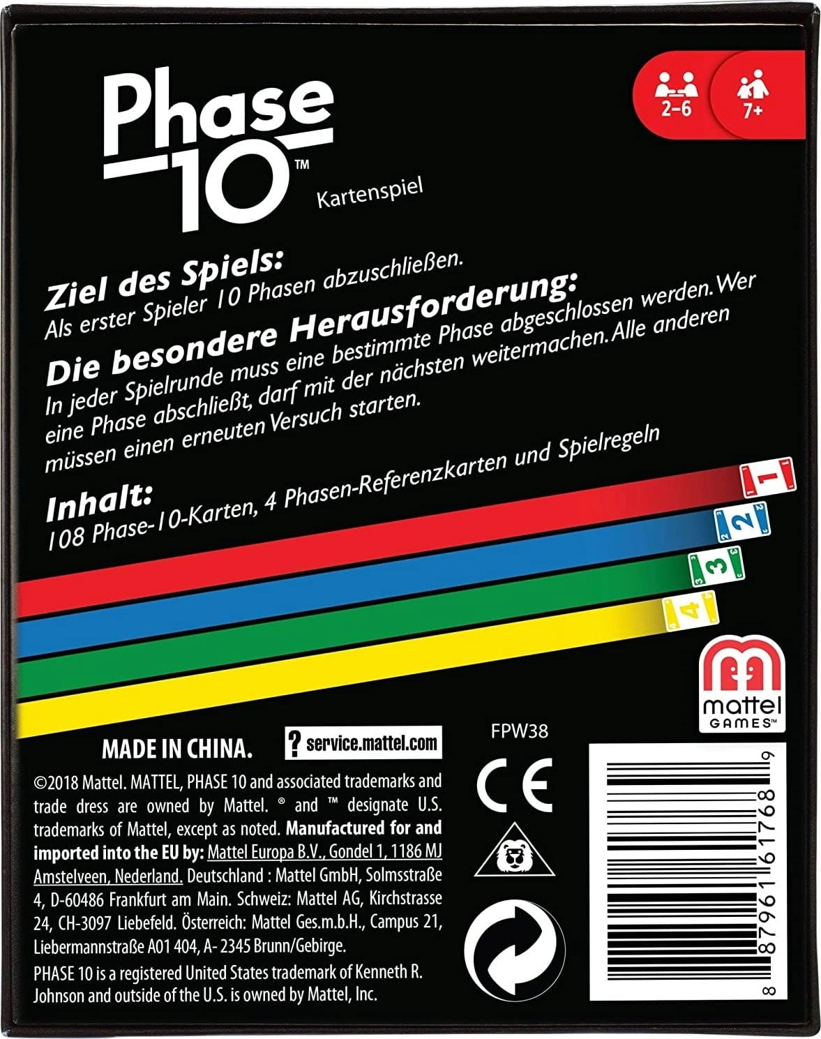 Mattel Games Phase 10 Kartenspiel (EN ALEMÁN) - 1 ud.
