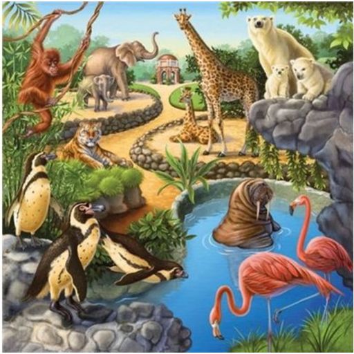Puzzle - Wald-/Zoo-/Haustiere, 3 x 49 Teile - 1 Stk