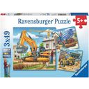 Puzzle - Large Construction Vehicles, 3x 49 Pieces - 1 item