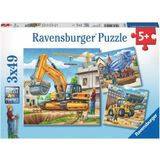 Puzzle - Large Construction Vehicles, 3x 49 Pieces