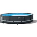 Piscina Ultra Frame Rotonda XTR - Ø 488 x 122 cm - Set con piscina, pompa filtro a sabbia, scala di sicurezza, telo di copertura e telo di base