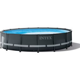 Piscina Ultra Frame Rotonda XTR - Ø 488 x 122 cm - Set con piscina, pompa filtro a sabbia, scala di sicurezza, telo di copertura e telo di base