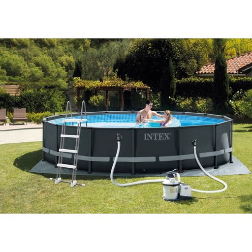 Frame Pool Ultra Rondo XTR Ø 488 x 122 cm - Bazen, peščeni filtrirni sistem, varnostna lestev, ponjava in ponjava za zaščito tal