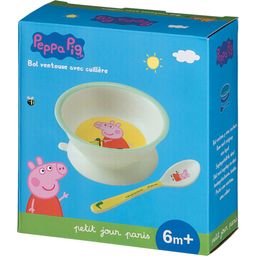 Petit Jour Peppa Pig - Skål med Sugbotten och Sked - 1 st.