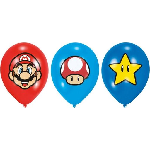 Amscan Super Mario Latex Balloons, 6 - 1 set
