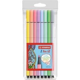 Pen 68 Fibre Pens, Pastel Colours, Pack Of 8 - 1 set