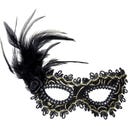 Widmann Schwarze Augenmaske mit Federn - 1 Stk