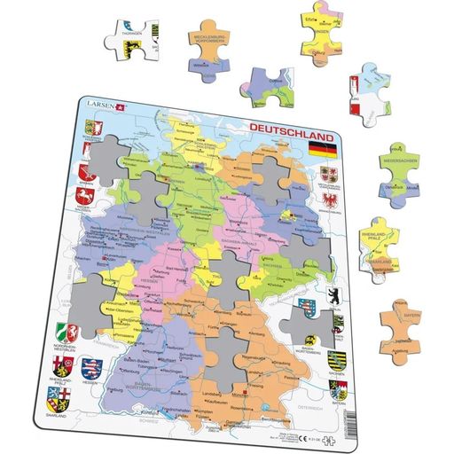 Puzzle - Sestavljanka z okvirjem - Nemčija - politični zemljevid, 48 kosov - 1 k.