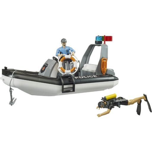 bworld Police Dinghy with Police Officer, Diver and Accessories - 1 item
