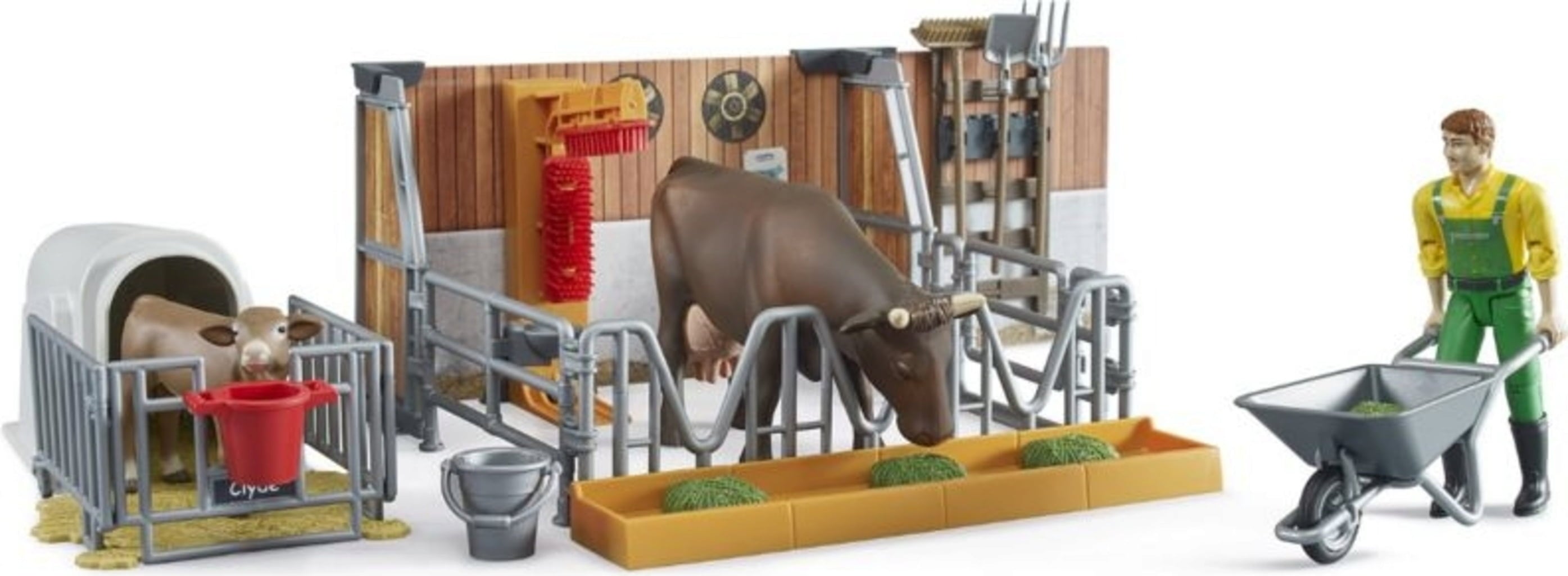 bworld - Stalla per Mucca e Vitello con Agricoltore