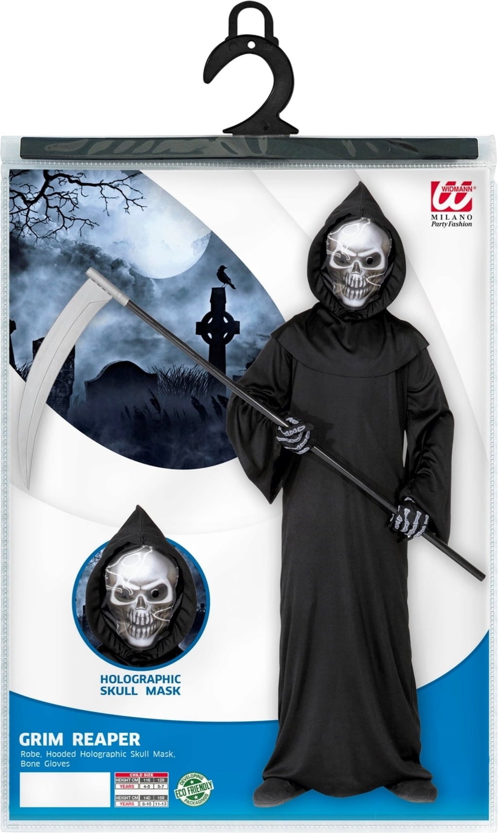 Kinderkostüm Sensenmann mit Totenkopfmaske
