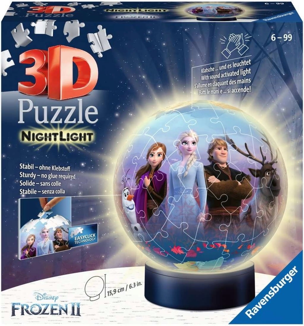 Puzzle - 3D Puzzle-Ball - Luce Notturna - Frozen 2, 72 Pezzi - 1 pz.