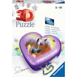 Puzzle - 3D Puzzle Organizer - Heart Box - Konji, 54 delov