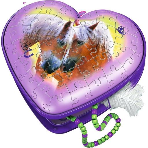 Puzzle - 3D Puzzle Organizer - Heart Box - Konji, 54 delov - 1 k.