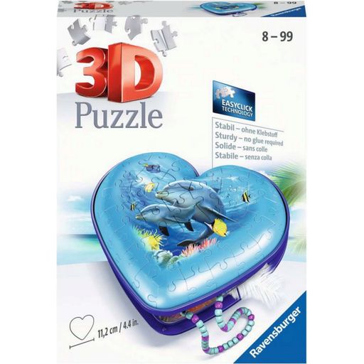 Puzzle - 3D Puzzle Organizer - Heart Box - Podvodni svet, 54 delov - 1 k.