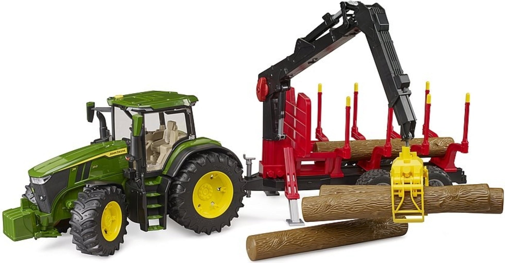 John Deere 7R 350 con Remolque Forestal y 4 Troncos - 1 ud.