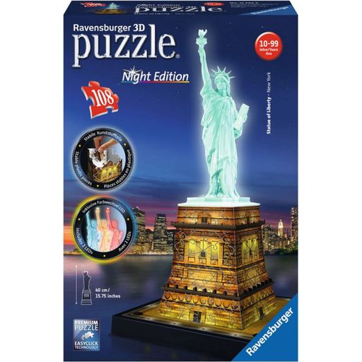 Puzzle - 3D-Puzzle - Freiheitsstatue bei Nacht, 108 Teile - 1 Stk