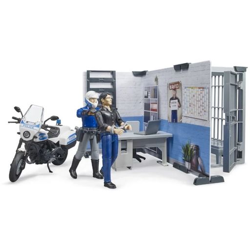bworld policijska postaja s policijskim motorjem