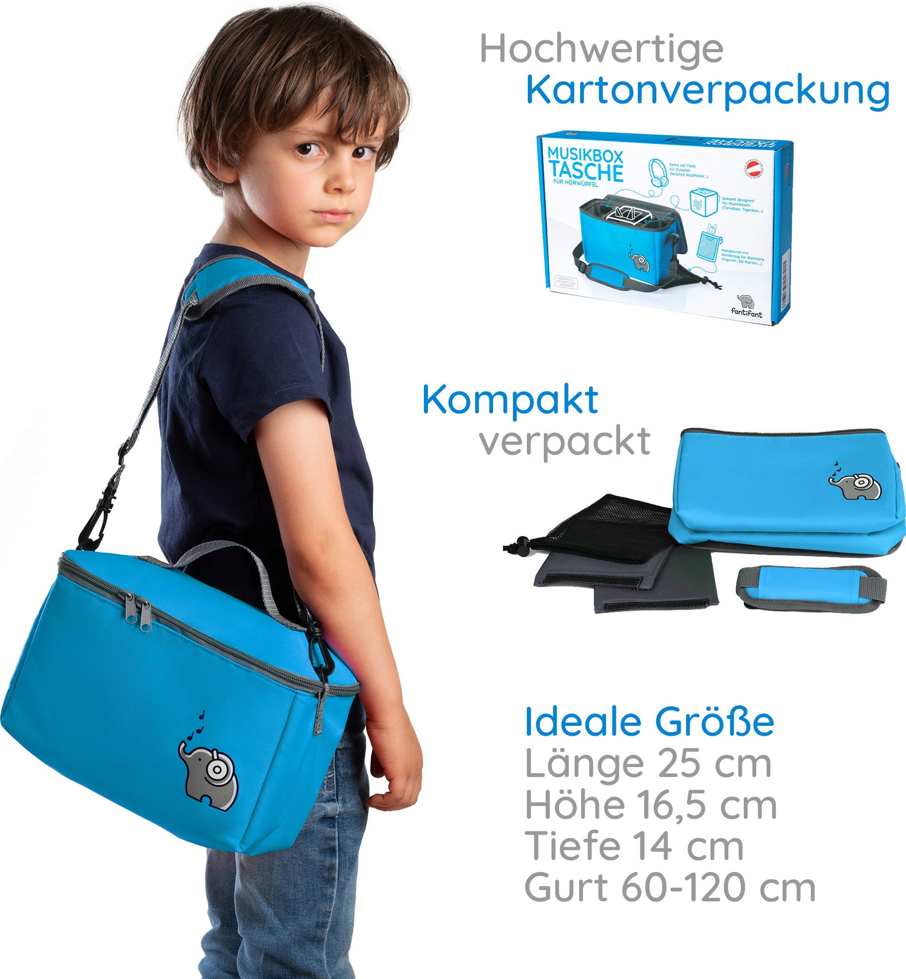 fantifant Borsa per Toniebox - blu squalo