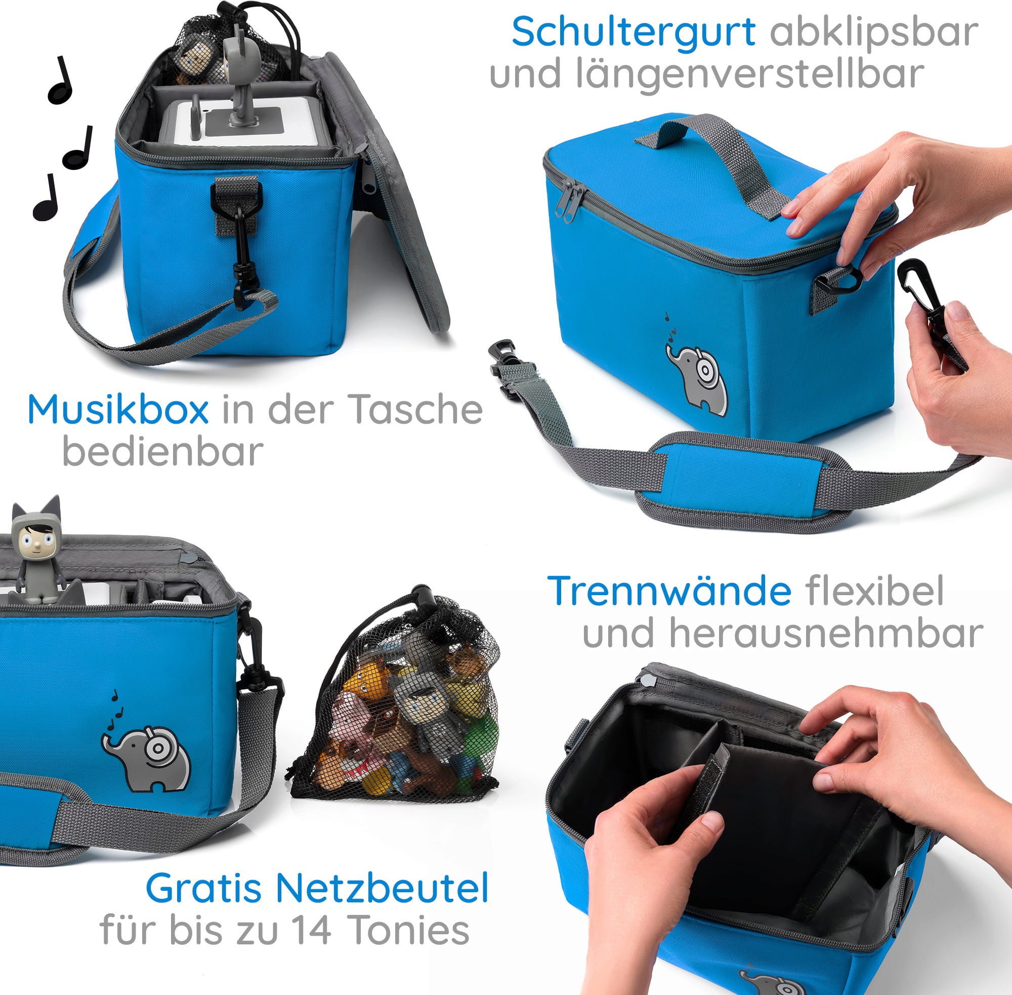 fantifant Borsa per Toniebox - blu squalo