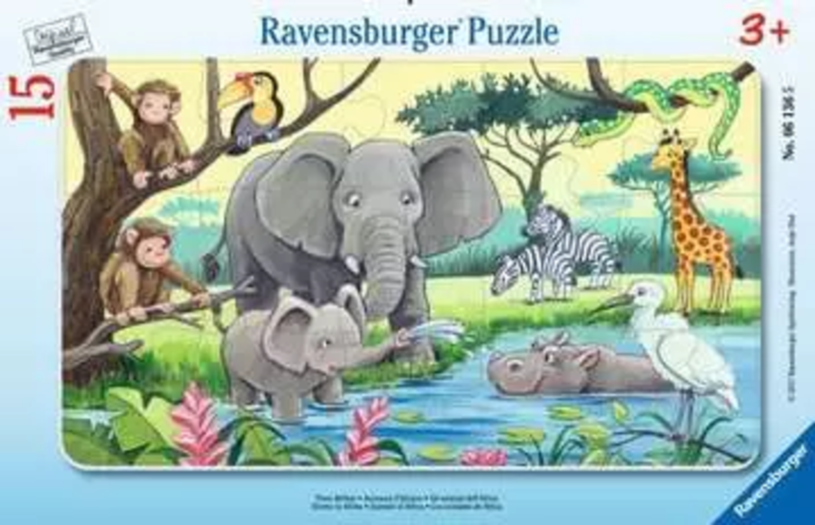 Puzzle con Marco - Animales de África, 15 Piezas