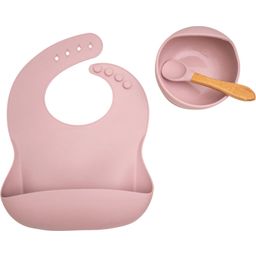 Geschirr Set Lätzchen + Schüssel + Löffel - Rosa