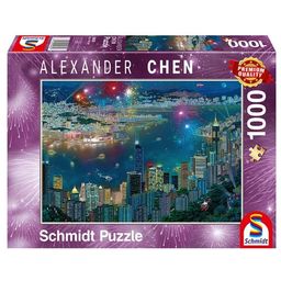 Puzzle - Alexander Chen - Fuochi d'Artificio su Hong Kong, 1000 Pezzi