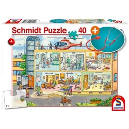 Puzzle - Nell'Ospedale dei Bambini, 40 pezzi + Stetoscopio di Plastica