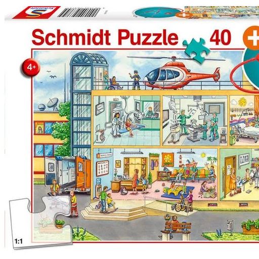 Puzzle - Im Kinderkrankenhaus, 40 Teile + Stetoskop aus Kunststoff