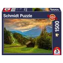 Puzzle - Sonnenuntergang über dem Bergdorf Wamberg, 1500 Teile
