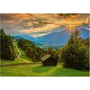 Puzzle - Sunset over the Village of Wamberg Neslted in the Mountains, 1500 pieces