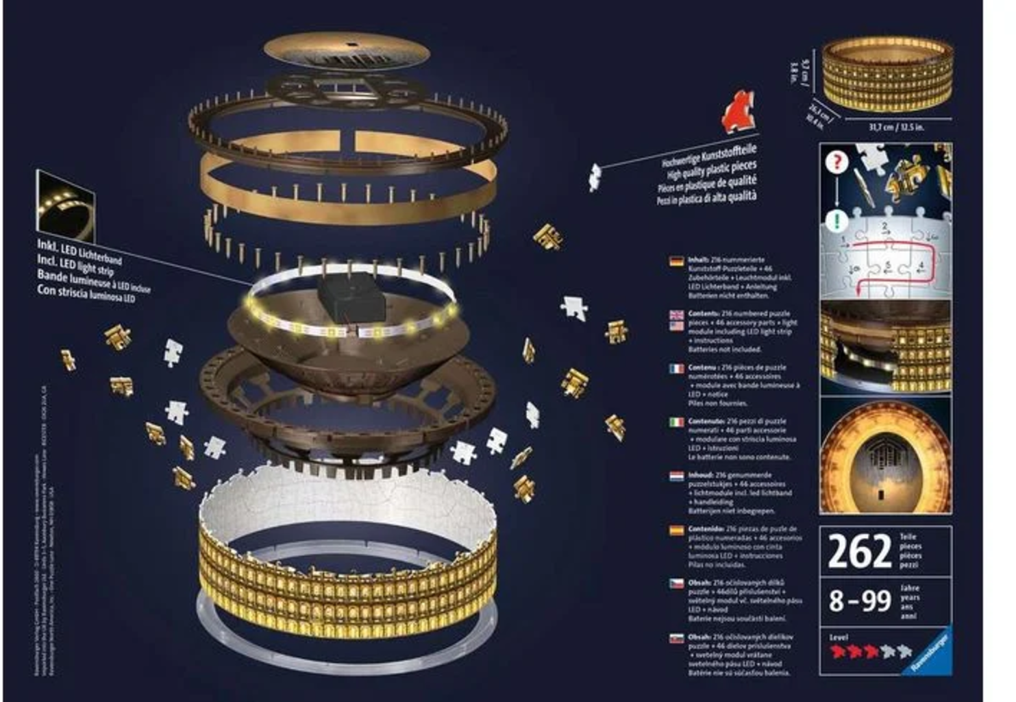 Puzzle - 3D Puzzle - Kolosseum in Rom bei Nacht, 216 Teile