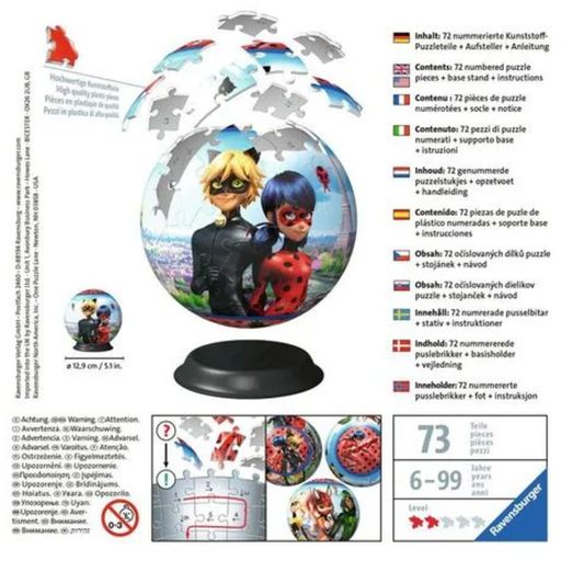 Puzzle - 3D Puzzle - Puzzle-Ball Miraculous, 72 Teile